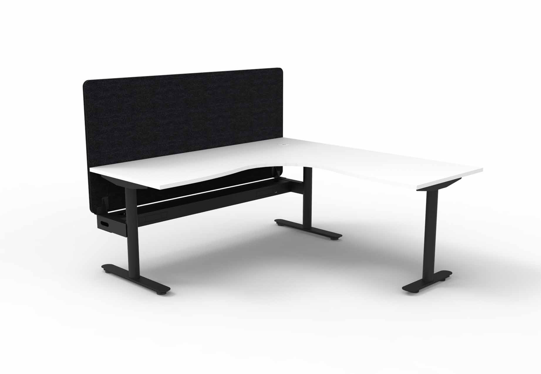 Halo Static Corner Workstation - Cable Tray and Eco Screen